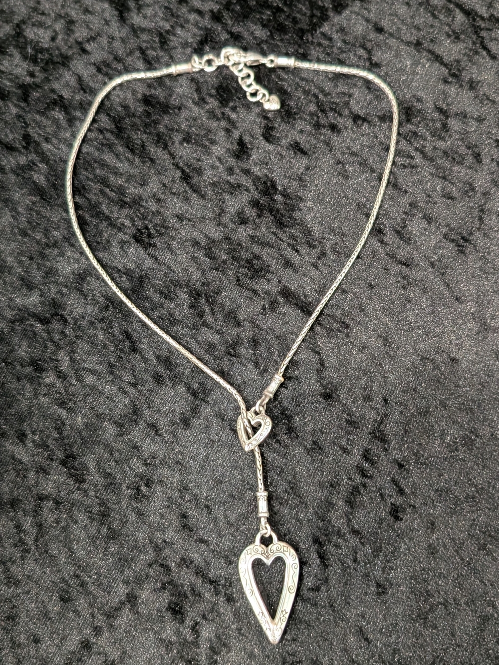 Silver Heart Drop Necklace - Women's Jewelry